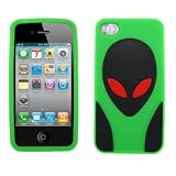ALIEN E.T. ET Silicone Skin Case Cover (GREEN) for Apple iPhone 4S / 4G / 4 8GB 16GB 32GB 64GB (Fits any carrier AT&T, VERIZON AND SPRINT)+ Free WirelessGeeks247 Detachable Neck Strap / Lanyard