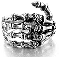 Men's Stainless Steel Ring Band Silver Black Skull Hand Bone Gothic