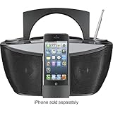 Insignia Portable CD / MP3 / USB Player Lightning iPhone / iPod Boombox Stereo Speaker Dock with FM Radio (Black / Silver)