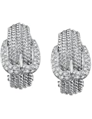 14k White Gold 0.24 Ctw Belt Buckle Diamond Earrings