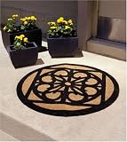 Round Coir Door Mat w/Ironwork Motif