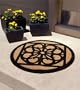 Round Coir Door Mat w/Ironwork Motif