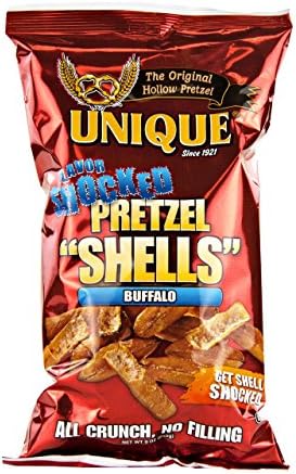 Unique Buffalo Flavor-Shocked Pretzel "Shells", 9 Oz. Bag (Pack of 2)