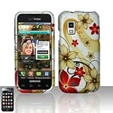 Red Golden White Flower Rubberized Snap on Hard Cover Protector Faceplate C ....