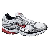Nike Men's Zoom Structure Triax+ 12 Running Shoe (White/ Metallic Silver/ Dark Grey/ Sport Red) - 14
