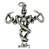 Skeleton Caduceus - Sterling Silver Pendant Necklace