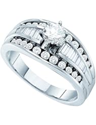1.0CT ROUND & BAGGUETTE DIAMOND BRIDAL SET 0.40CT CENTER ROUND STONE