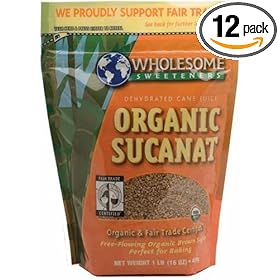 Wholesome Sweeteners Fair Trade Organic Sucanat (Brown Sugar), 16-Ounce Pouches (Pack of 12)