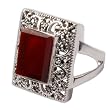 Romantic Gifts Sterling Silver Red Onyx Gemstone Ring US Size 4