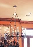 Iron Works Collection Chandelier In Textured Rust Finish - 12 Bulbs