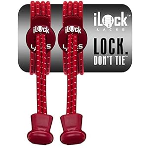 iLock Laces No Tie Elastic Shoelaces - World's Most Advanced Lock Laces System - Replacement Shoelaces for Running Shoes, Golf Shoes, Crossfit Shoes, Tennis Shoes, and Basketball Shoes (Blazing Red)