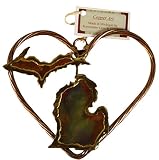 Keweenaw Gem and Gift, Inc. Hand Crafted Copper Braided Ornament (Michigan in Heart)