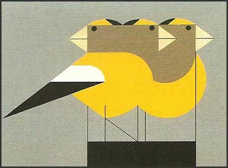 Charley Harper Art Studio Gregarious Grosbeaks Lithograph