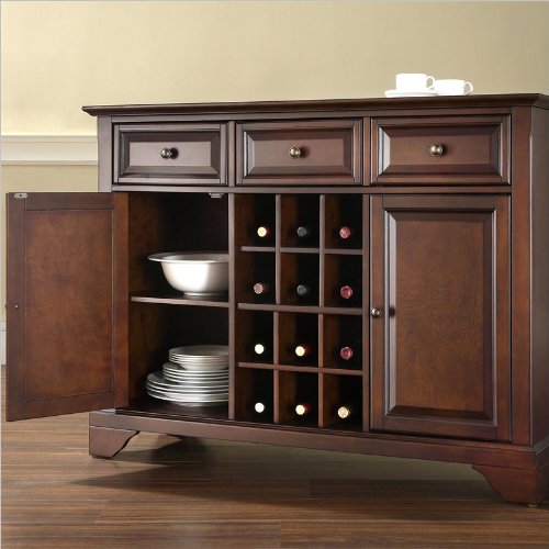 Crosley Furniture LaFayette Buffet Server/Sideboard Cabinet with Wine Storage, Vintage Mahogany