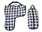 Western Horse Saddle Carrier Bridle Halter Bag Set Black Plaid