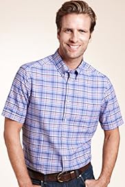 XS Blue Harbour Pure Cotton Grid Check Shirt