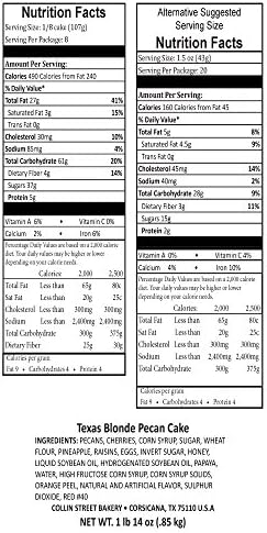 Regular Texas Blonde Pecan Cake 1 lb. 14 ozs. Collin Street Bakery