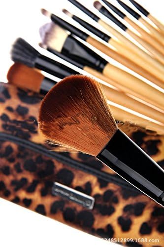 Nicedeco 12 Pcs Brushes+1 leopard print bag Portable Wooden Handle Brushes Set Makeup Brush With beautiful Case