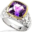 Amethyst Ring in Silver & Gold Plating