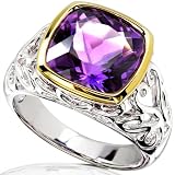 18K Gold over Sterling Silver Amethyst Ring
