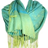 Jacquard Paisley Pashmina Shawl Scarf Stole Turquoise Blue
