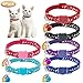 KOOLTAIL Cat Collar Breakaway with Bell for Kitten - 6 Pack Stars and Moon Charm Pendent Cat Reflective Collars Bell Glow in The Dark for Cats Kitty Puppy