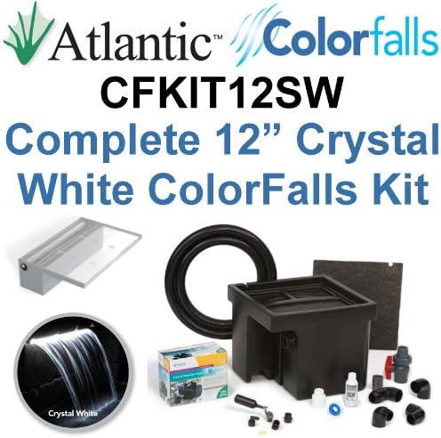 Atlantic Water Gardens CFKIT12W Complete Crystal White Colorfalls Lighted Falls Kit - 12" Spillway, Basin, Pump, Hose & Fittings