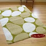 Modern Moonwalk Pebbles Rug Green & Cream 1.2m x 1.7m (4' x 5'6 approx)