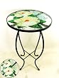 Magnolias Round Glass Side Table Magnolias Round Glass Side Table