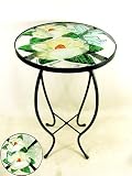 Magnolias Round Glass Side Table