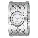 Gucci Women`s YA112413 Twirl Medium Steel Bangle White Dial Watch