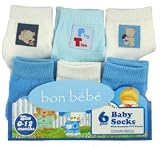 Bon Bebe - Baby Boy bon bebe Infant Socks 6 Pk, (infant to baby, 0-12 months)