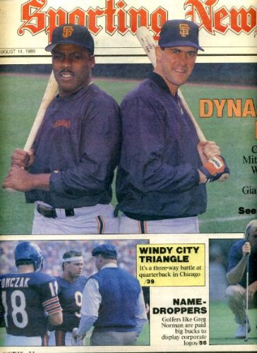 Sporting News August 14 1989 Kevin Mitchell & Will Clark/San Francisco Giants Cover, Greg Norman, Jim Harbaugh & Jim McMahon & Mike Tomczak/Chicago Bears, Don Zimmer/Chicago Cubs