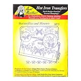 Aunt Marthas iron on transfers envelope for embroidery fabric painting quilting wearable art needlepoint & other crafts butterflies and flowers 3873 - B001GIGNCO