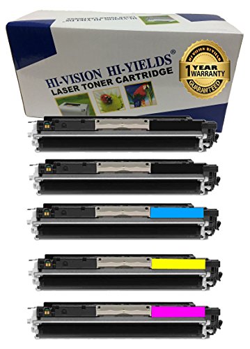 HI-VISION HI-YIELDS ® Compatible Toner Cartridge Replacement for Hewlett-Packard (HP) 126A CE310A CE311A CE312A CE313A (2 Black, 1 Cyan, 1 Yellow, 1 Magenta, 5-Pack)