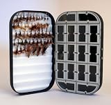 Aluminum Fly Box + 50 Assorted Barbless Dry and Parachute Fly Fishing Fly Package