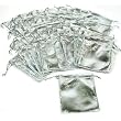 48 Pouches Silver Gift Bags Drawstring Jewelry Favor 3"