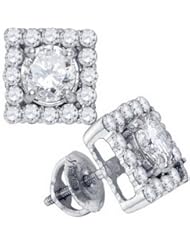 1.70ctw Princess Cut Shape Diamond Halo Stud Earrings