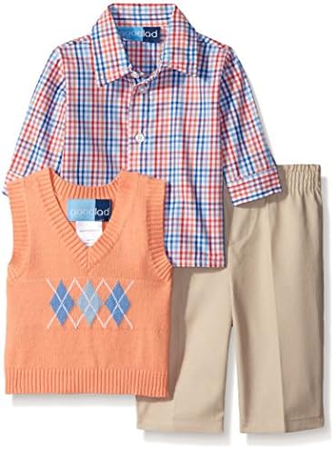 Baby Goodlad Baby Argyle Sweater Khaki Pant Set, Orange, 3-6 Months