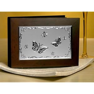Wood with Embossed Silver Plated Butterfly Design Photo Album (Set of 72) by Wedding Favors & BaShower Gifts