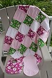 Lady Bug Print Baby Rag Quilt with Matching Burp Cloth and Bib