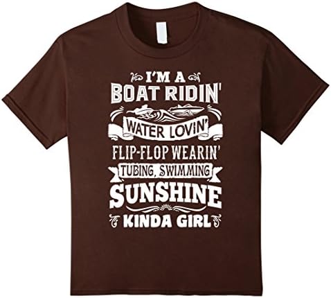 Kids Kinda Girl Love Boat Riding Water Tubing Swimming Shirt 4 Brown