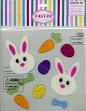Easter Bunnies Gel Window Clings Charms Stick-ons