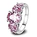 Psiroy Women's 925 Sterling Silver Plated Created Pink Topaz Filled Ring Band