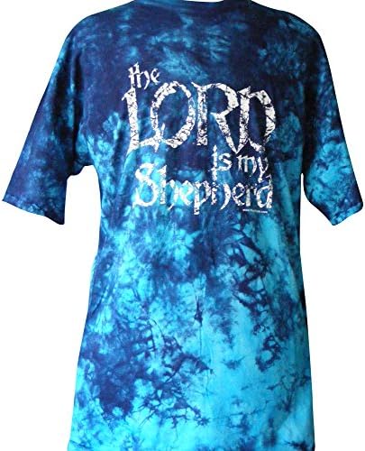 Wise Dyes Blue Tie Dye Adult Christian T-Shirt - The Lord Is My Shepherd (XXX-Large)