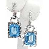 8.56 Carat 14KWG Blue Topaz Earrings