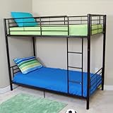 Twin Size Convertible Metal Bunk Bed in Black Finish