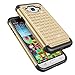 Tekcoo Galaxy Sky Case, J3/J3 V Case, Express Prime Case, Amp Prime Case, [Tstar] [Champagne Gold] Studded Rhinestone Crystal Bling Rubber Defender Plastic Rugged Hard Cover for Samsung Galaxy Sol