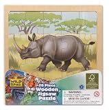 Wild Republic FSC-88022 - Holz-Puzzle, FSC Mischholz , 20 Teile, Motiv Nashorn