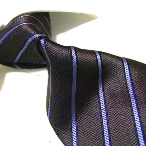 Towergem 100% Silk Tie For men Necktie Coffee Stripe